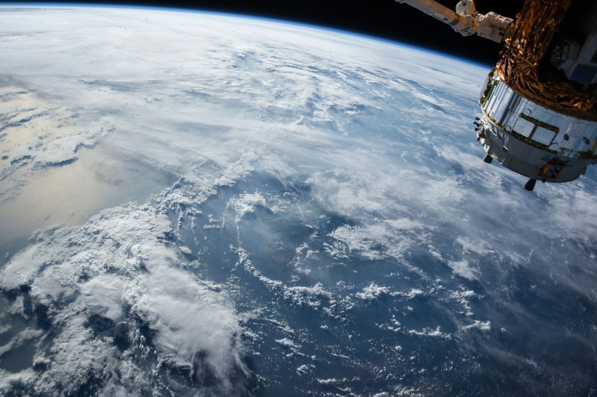 A weather system over the Pacific, photographed from orbit