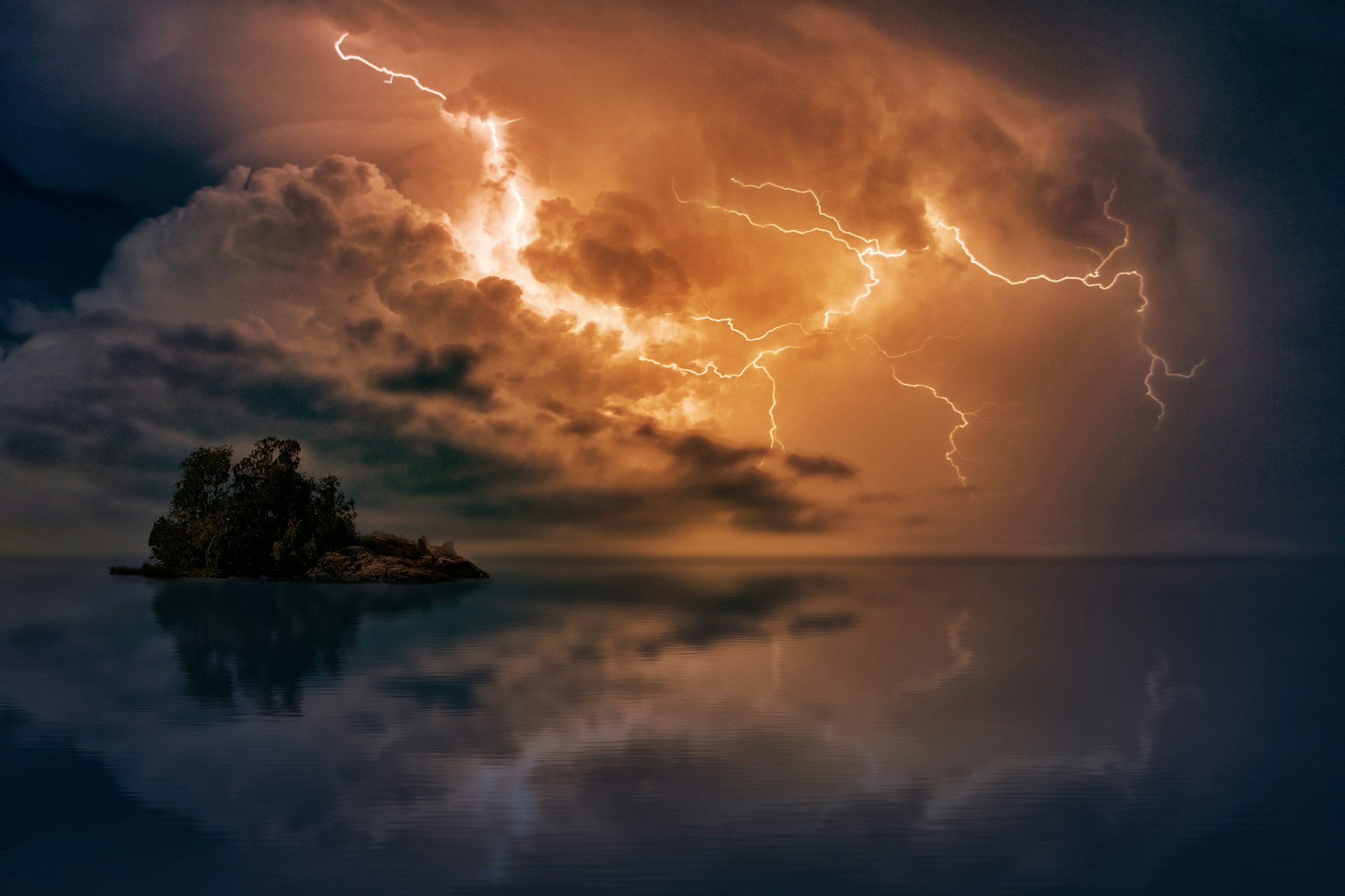 Lightning splitting a night sky